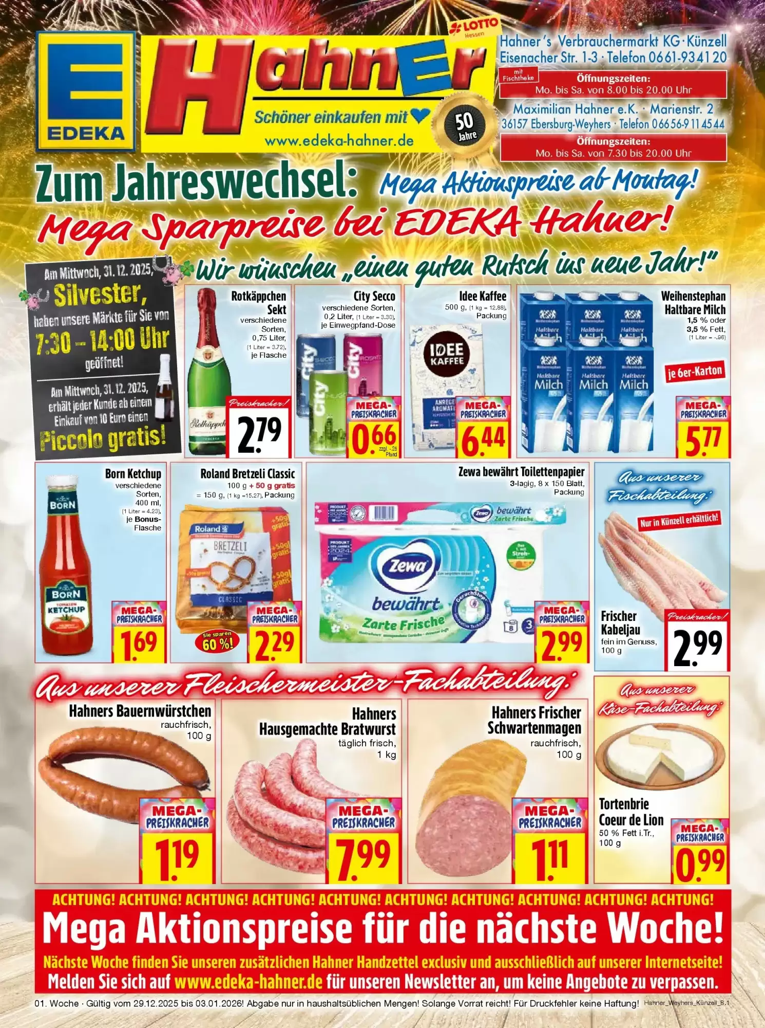 EDEKA Hahner Prospekt 28/12/2025 – 03/01/2026
