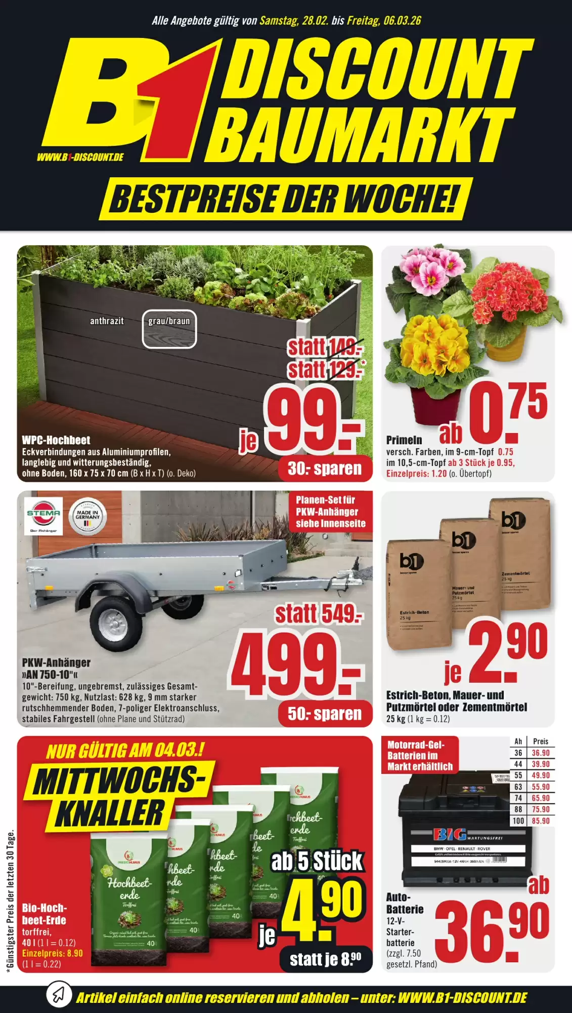 B1 Discount Baumarkt Prospekt 28/02/2026 – 06/03/2026