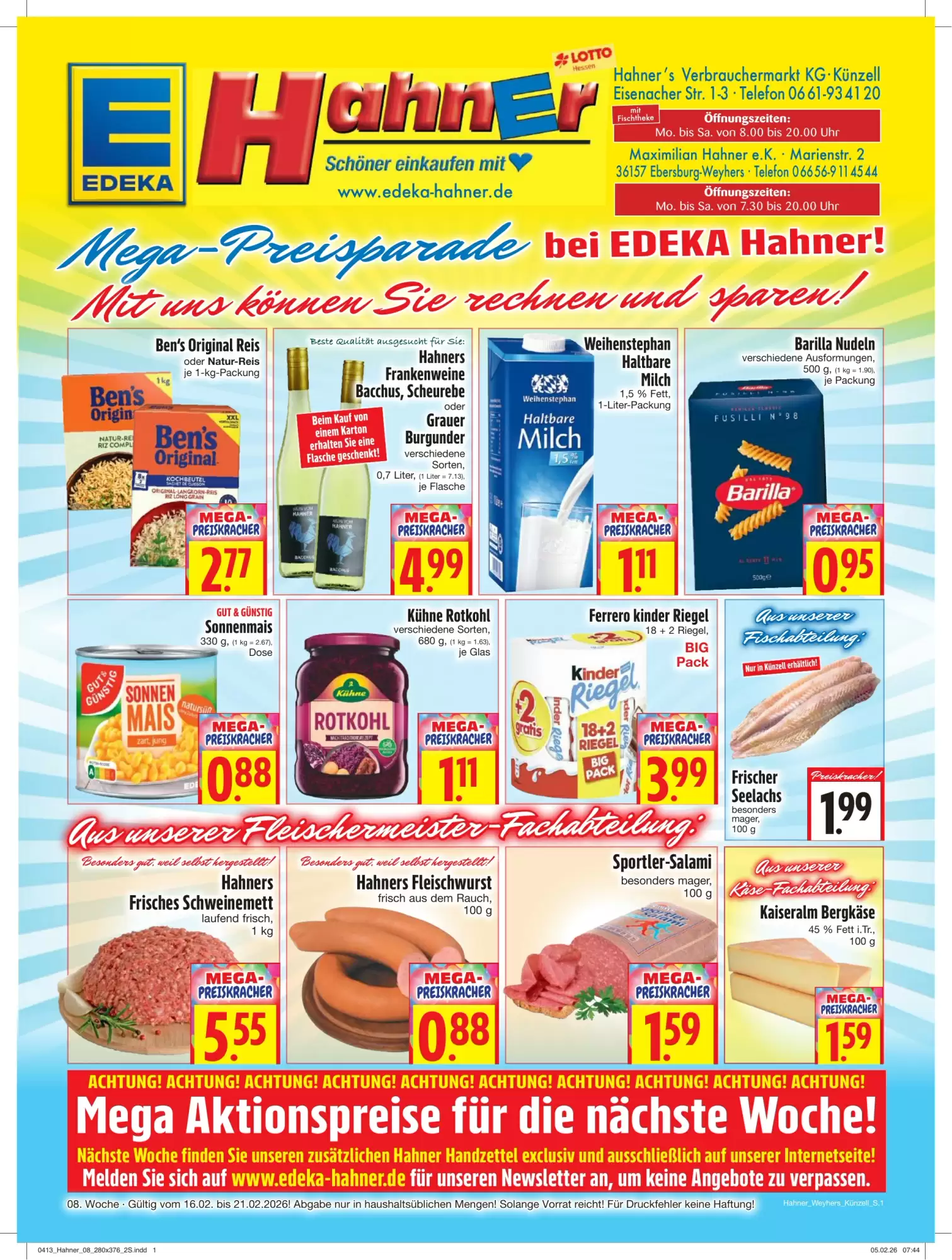 EDEKA Hahner Prospekt 16/02/2026 – 21/02/2026