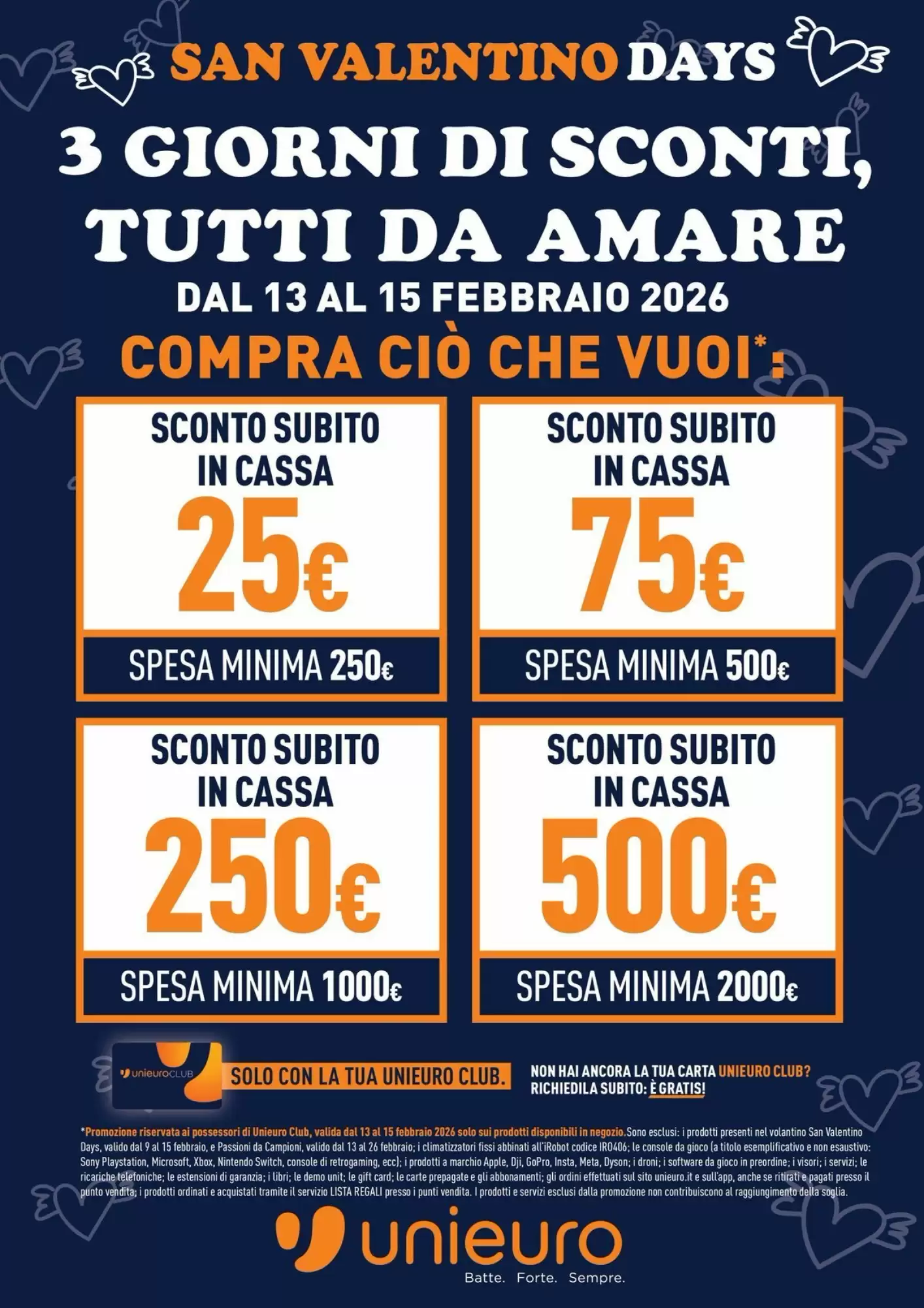 Volantino Unieuro 13/02/2026 – 15/03/2026