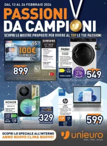 Volantino Unieuro 13/02/2026 – 26/02/2026